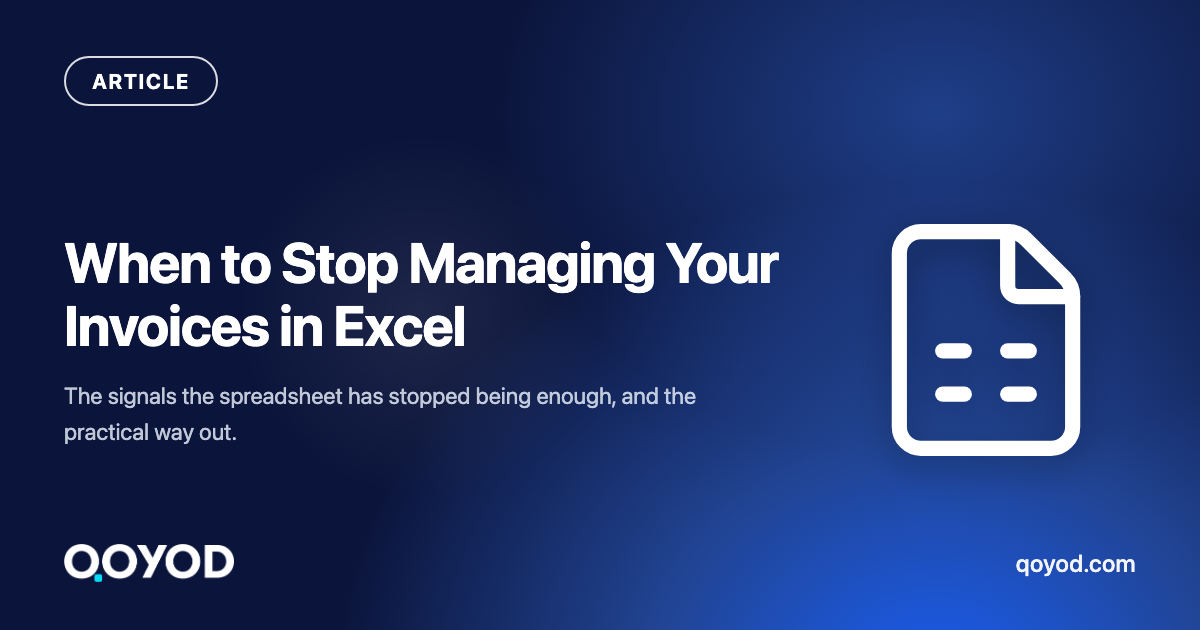 Qoyod article card: when to stop managing your invoices in Excel