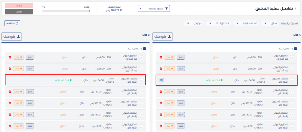 تفاصيل عملية التدقيق