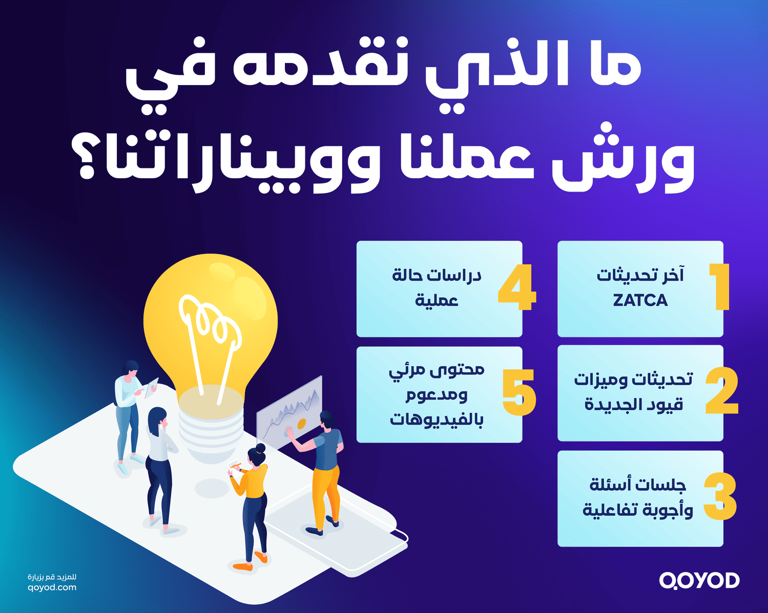 ما الذي نقدمه في ورش عملنا ووبيناراتنا ؟